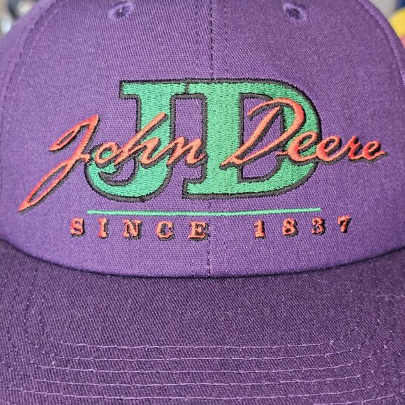 VTG 90s John Deere Hat‎ Snapback Spell Out Logo Purple K Products Made In USA - Picture 2 of 10
